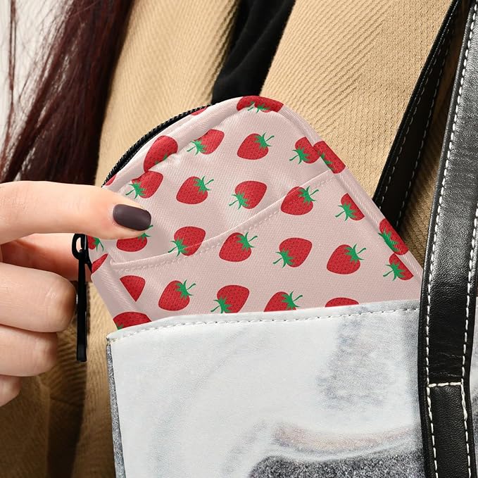 Strawberry Fruit Pill Box 7 Day Pill Case Travel Pill Organizer Bag with Zipper Portable Weekly Vitamin Medicine Supplement Holder Pouch Bag