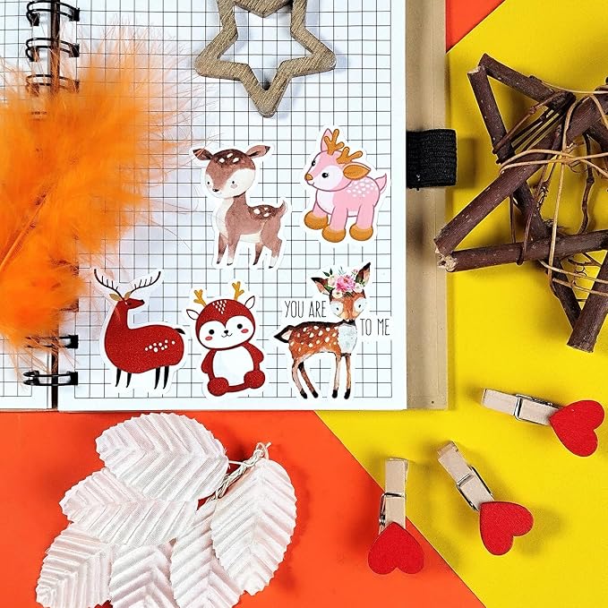 BulbaCraft 100Pcs Deer Stickers and Decals - Woodland, Gold, Whitetail, White Deer Stickers for Water Bottles & Laptops, Gifts for Women & Men