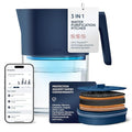 LARQ PureVis 3-in-1 Water Pitcher – Purifier, Filter & Tracking, 8-Cup Water Purifier Pitcher with Advanced Filter for Clean & Crisp Water – Removes Chlorine, PFAS, Lead & More – Monaco Blue