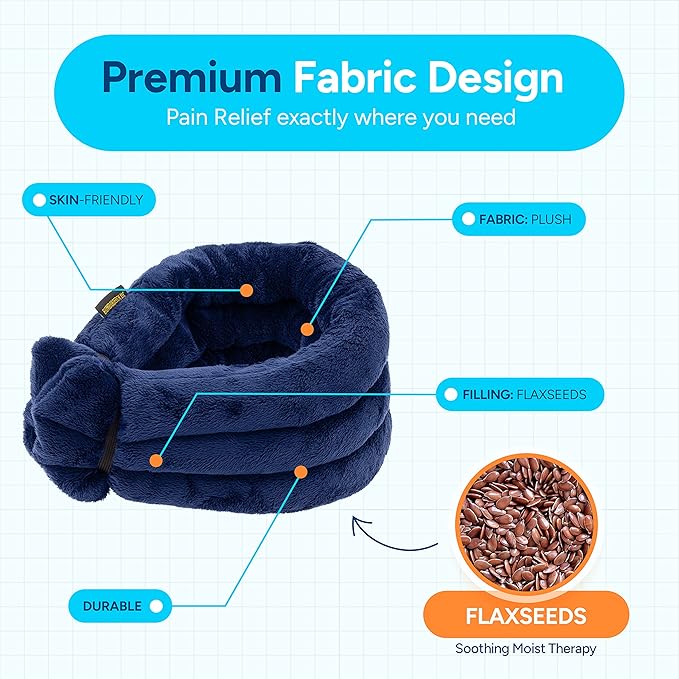 SunnyBay Microwave Heating Pad, Microwavable Heated Neck and Shoulder Wrap, Multipurpose Moist Hot/Cool 2.5lb Bean Bag Pack with Plush Cover and Elastic Fastener,26x6 Inches, Wider, Blue