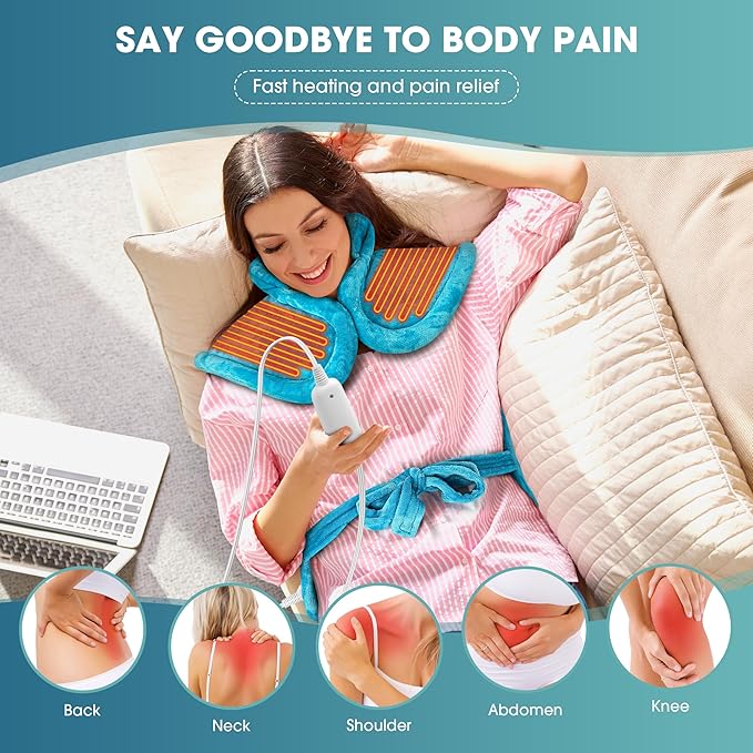 BOILEAU Electric Heating Pad for Neck and Shoulders and Back Pain Relief, Practical Birthday Gifts for Women Men Mom Dad Elderly,24"x33" Large Heating Heat Pad,Self Care Gifts for Him Her Wife Husband
