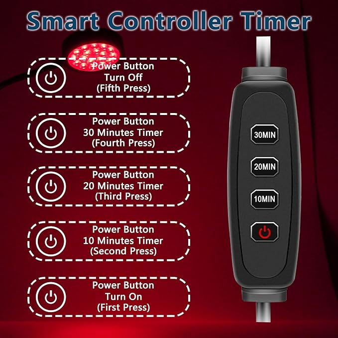 Red Light Therapy Lamp with Adjustable Gooseneck - 660nm & 850nm Dual Wavelength, USB-Powered, with Timer for Home Use