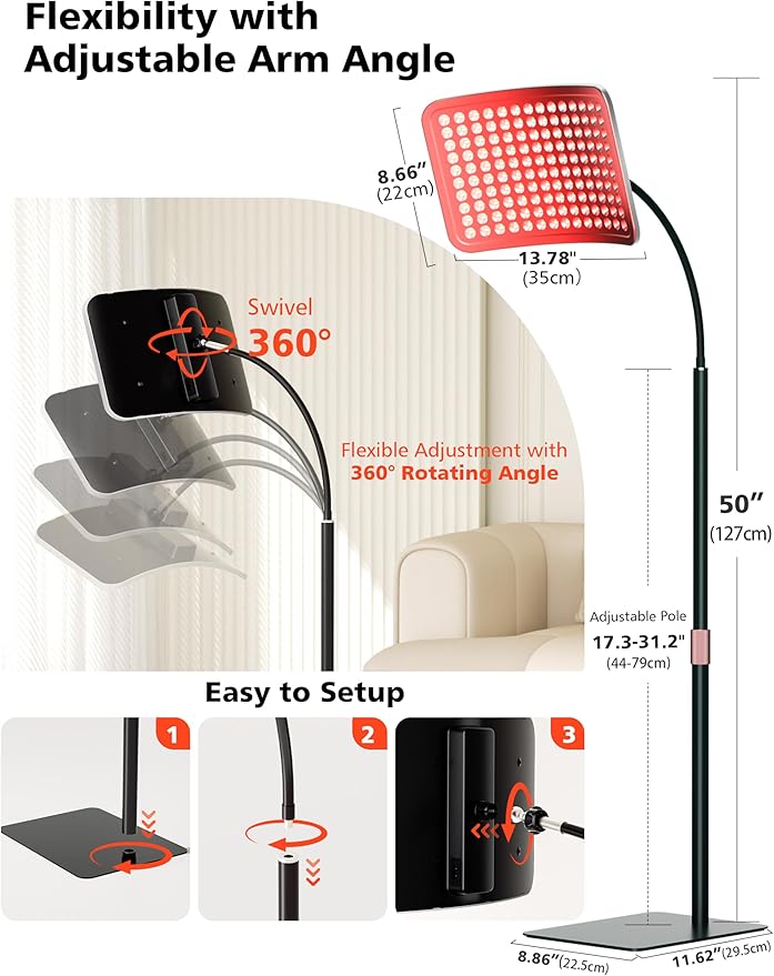 Aulanto Red Light Panel, Red Light Therapy for Face and Body with Adjustable Stand, 2-in-1 Chips Red Light Therapy Panel 660nm Red Light and 850nm Near Infrared Red Light Therapy Device at Home