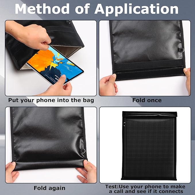 5 Pack Faraday Bags for Phones,RFID Key Fob Blocker Pounch Fireproof Waterproof EMP Proof Go Dark Bag for Cell Phone Block Signal and Anti-Tracking