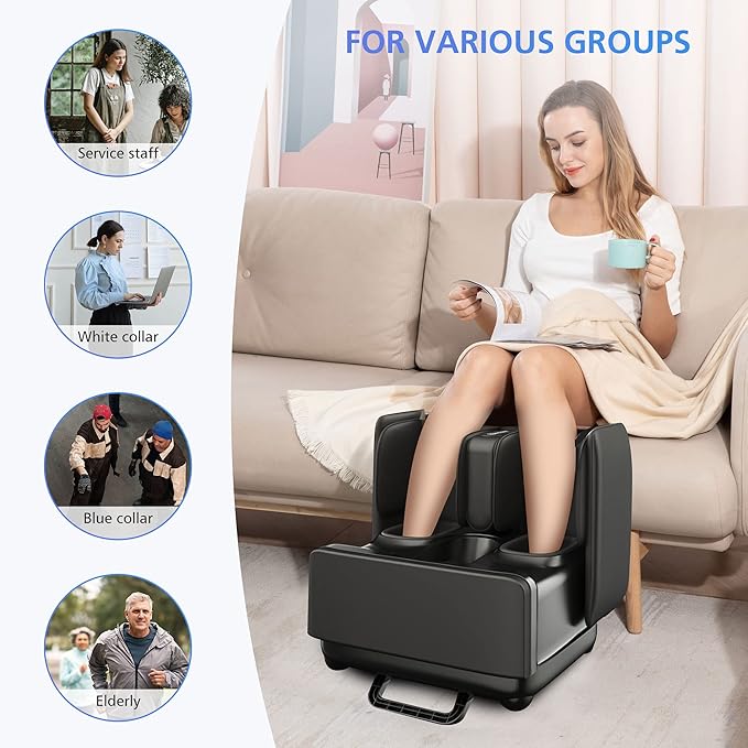 COMFIER 2 in 1 Foot Massager Machine, Shiatsu Foot and Calf Massager with Heat,Kneading,Vibration,Compression Massagers for Feet,Ankle,Leg,Tired Muscles & Plantar Fasciitis,Gift for Men Women