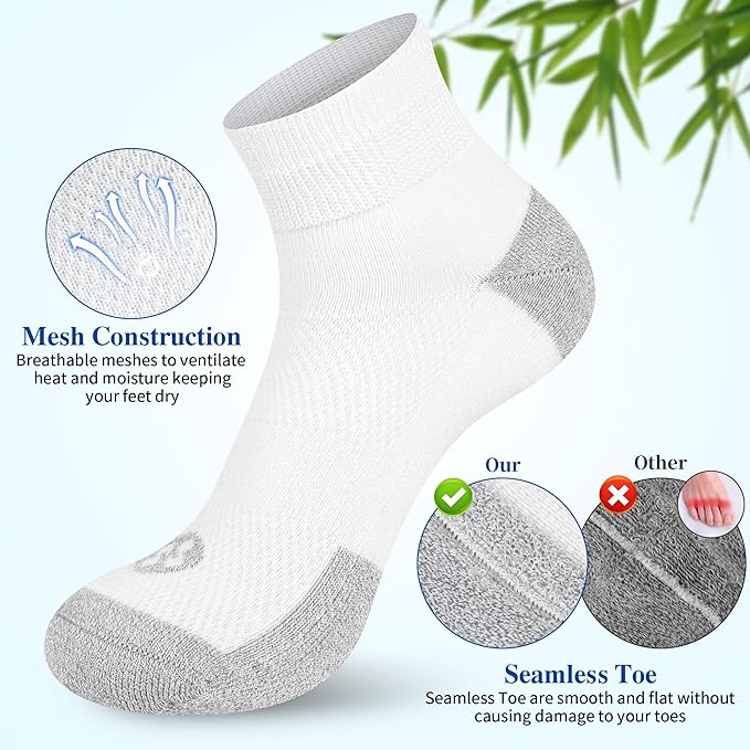 Diabetic Socks for Men,6 Pairs Ankle Mens Diabetic Socks,Diabetic Neuropathy Socks for Men Size 9-11/10-13/13-15.