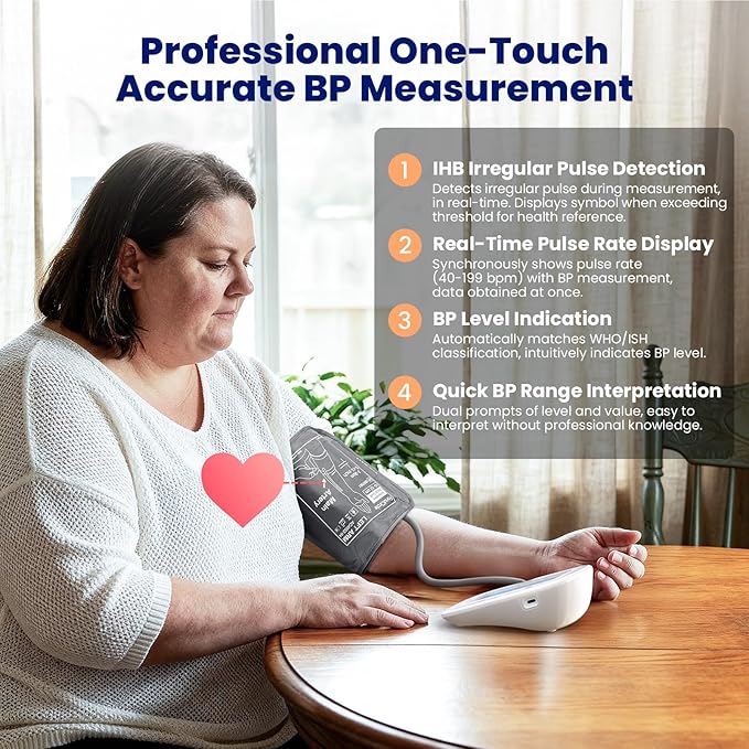 Blood Pressure Monitor for Home Use Extra Large Cuff Automatic Digital Blood Pressure Machine 15.7-20.5'' Adjustable Blood Pressure Cuff - Backlit LCD Display 2x199 Memories