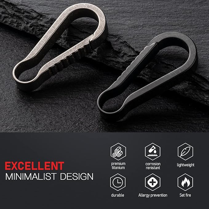 TISUR Titanium Pill Case Keychain Pill Holder+Titanium Key Chain Clip Hook