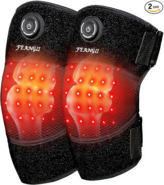 Red Light Therapy for Knee Brace, Knee Heating Pad for Pain Relief, Cordless Infrared Light Therapy Knee Wrap, 660nm & 850nm Red for Body/Joint/Shoulder/Elbow, Gifts for Women Men (2 PCS)