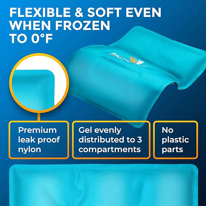 Universal Large Flexible Gel Ice Pack & Wrap - Cold Therapy for Your Hips, Shoulders, Elbow, Back, Knees – Instant Pain Relief for Injuries, Recovery, Swelling, Aches, Arthritis, Bruises & Sprains