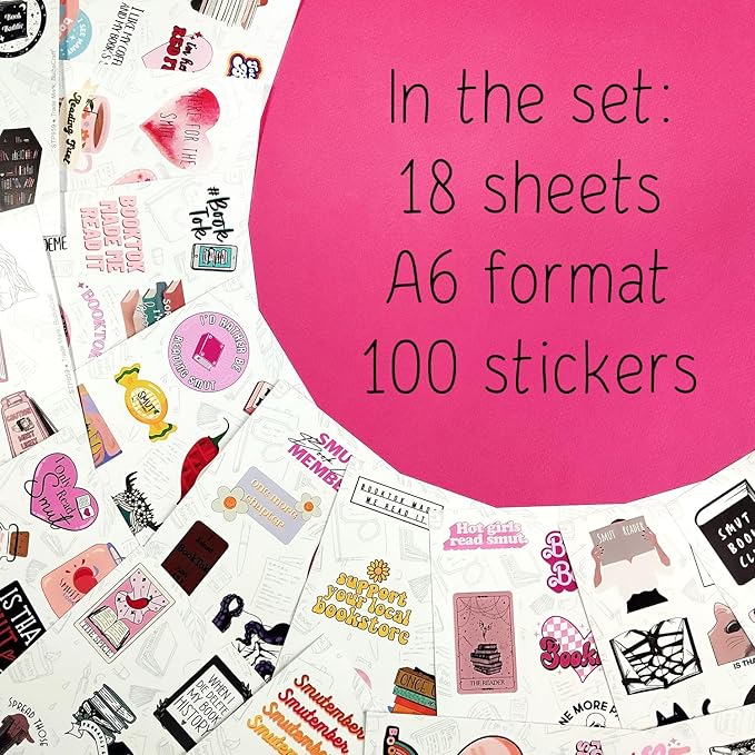 BulbaCraft 100Pcs SMU_tty Book Stickers - Spicy Book Stickers, Bookish Decals for Adults, Gifts for Women & Men