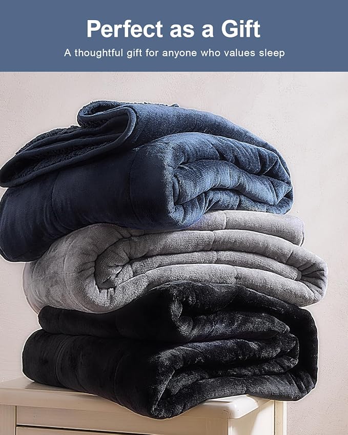 Super Fuzzy Soft Sherpa Fleece Weighted Blanket, 15 lbs Dual Sided Fluffy Heavy Weighted Blankets for Adults - No Bunching with Double Layers of Soft Inner Lining (48"x 72", 15 Pounds)