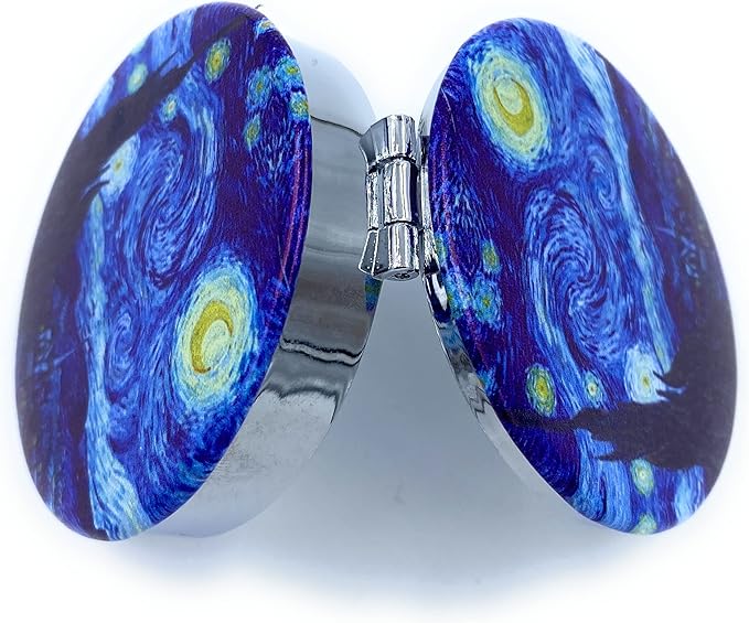 Pill Box Pill Case Small Pill Organizer for Purses Starry Night Van Gogh Pocket Medicine Case Artistic Gifts for Women