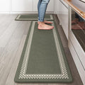 Kitchen Floor Mats Cushioned Anti Fatigue,Waterproof Kitchen Mats for Floor 2 Piece,Memory Foam Kitchen Mat,Comfort Kitchen Sink Rug for Bathroom Laundry Office,Green