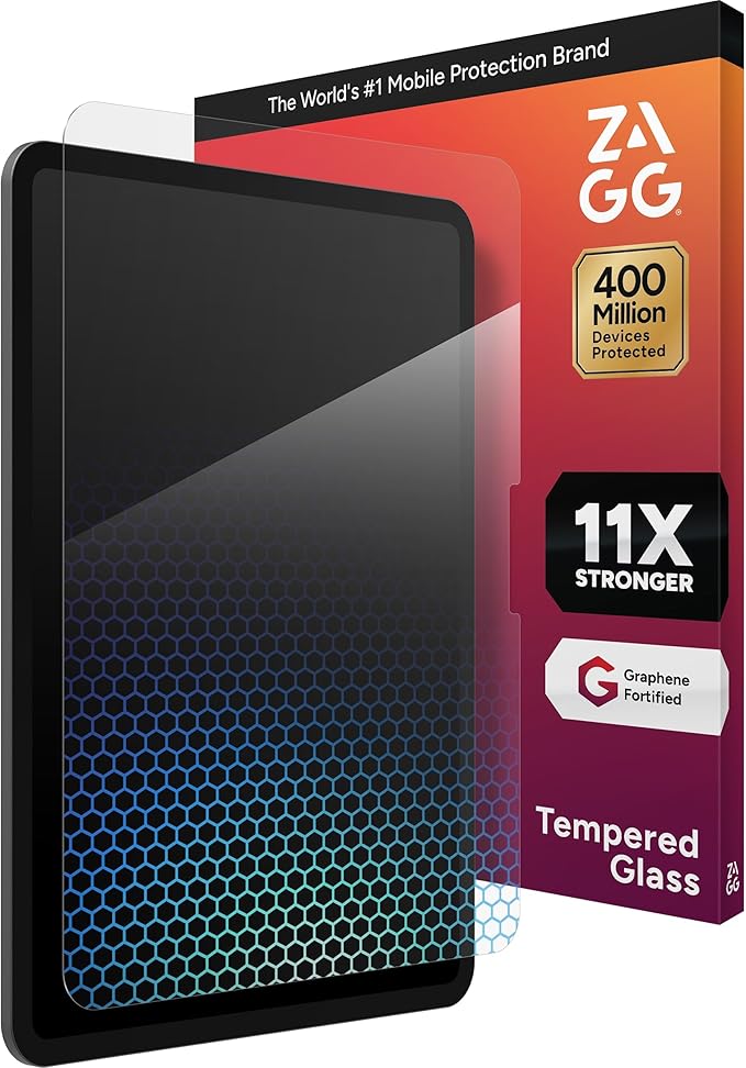 ZAGG XTR4 Screen Protector for iPad Pro 11" (M5)/ Pro 11" (M4) - 11X Stronger Tempered Glass, Blue Light Filter, Anti-Reflective, Ultra Smooth, Easy Install, Recycled Materials
