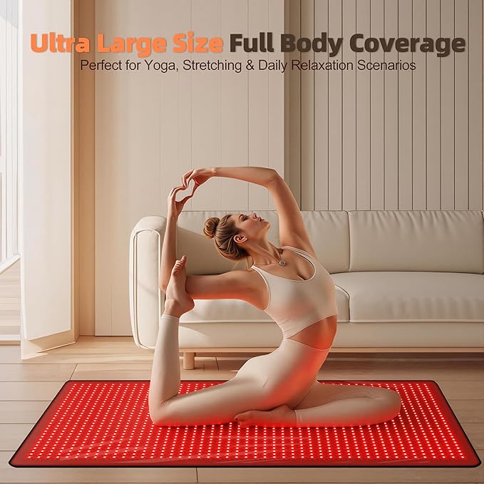 Red Light Therapy Mat for Full Body, 1410 High-Density LEDs Infrared Light Pad, 5 Intensity Levels, 9 Auto-Shutoff Timer Setting, Handheld Controller, Gifts for Athletes, Office Workers, Women, Men