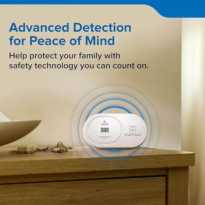 Kidde Carbon Monoxide Detector, AA Battery Powered, Portable for Travel or Home, 85 dB Alarm, LED Status Light Indicators, 5th Edition, COB