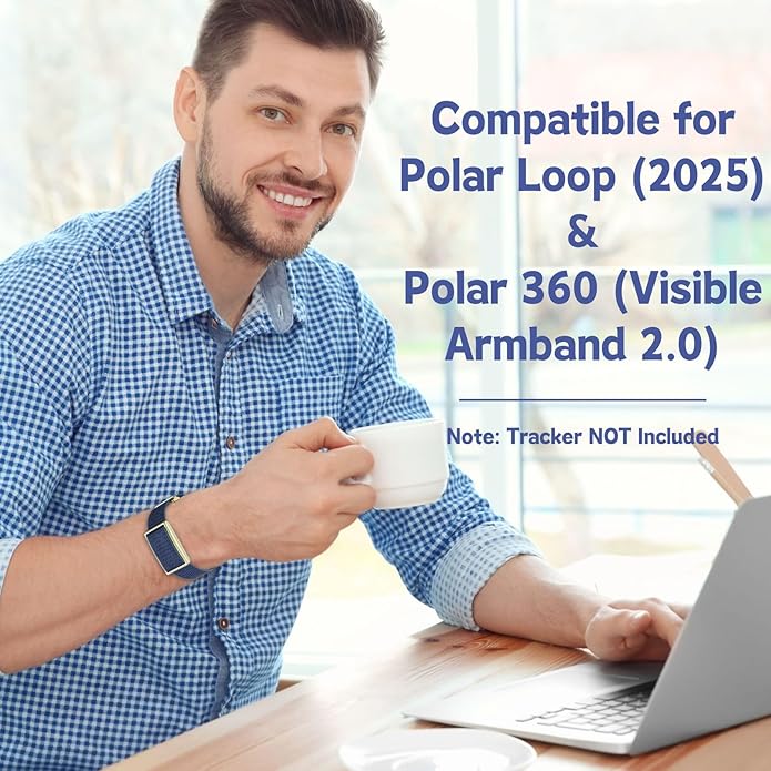 Vanet Nylon Straps Compatible for Polar Loop Bands/Polar 360 Replacement, Elastic Woven Strap Breathable Sport Adjustable Stretchy Braided Hook & Loop Wristbands for Visible Armband 2.0 [NO Tracker]