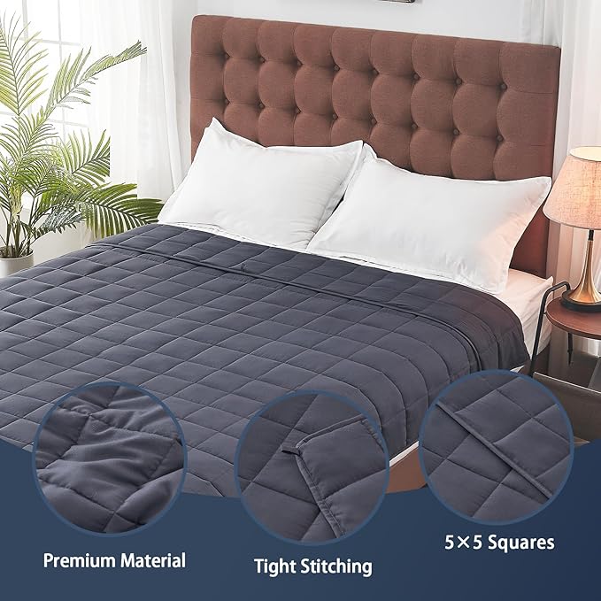 yescool King Size Weighted Blanket for Adults (20 lbs, 80” x 87”, Grey) Cooling Heavy Blanket for Sleeping Perfect for 190-210 lbs, Breathable Blanket for Adults & Couple All Season, Machine Washable
