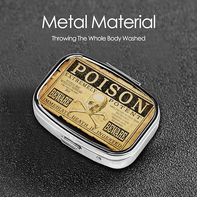 Metal 2 Compartment Pill Organizer Travel Friendly Portable Compact Pill Box Cute Pill Case, for Pocket Wallets Daily Portable Medicine Vitamin Tablet Storage (Extremely Potent)