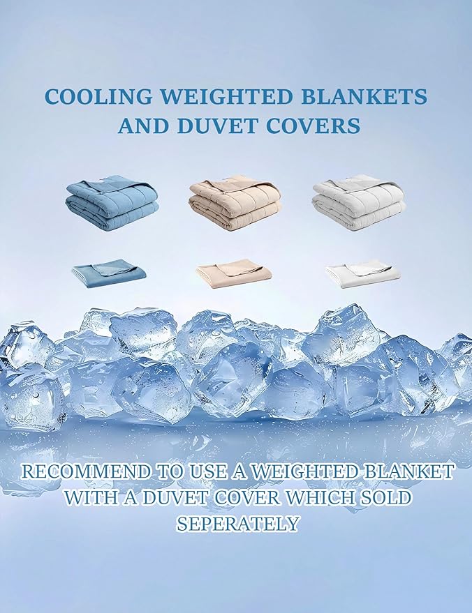 BB BLINBLIN Cooling Weighted Blanket Heavy Blanket for Cool & Restful Sleep, Premium Soft Material and Glass Beads (Light Grey, 48''x72'' 20lbs), Suit for One Person(~190lb) Use on Twin/Full Bed