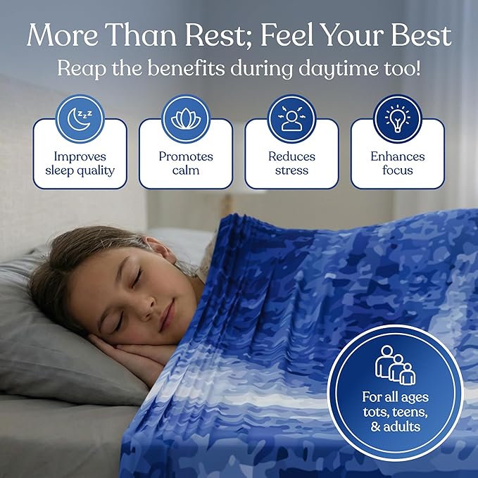 Deep Pressure Sensory Bed Sheet – Queen Sensory Compression Sheet Breathable Sleep Pod Blanket for Better Sleep Support – Calming Compression Blankets for Kids and Adults Classic Denim