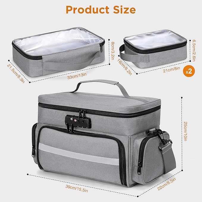 Zannaki Medicine Bag with 3 Removable Pouches, First Aid Bags Empty with Combination Lock, Double Layers Pill Bottle Organizer with Shoulder Strap, Large Medication Travel Storage for Medical Supplies