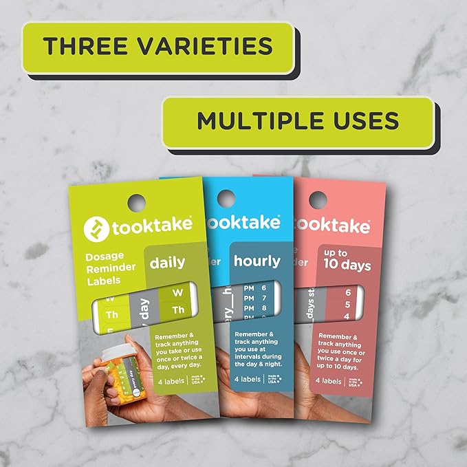 TOOKTAKE Daily Tracking Stickers for Vitamins & Medication in Any Form,Vitamin Organizer,Easy Pill Tracker,Daily Pill Organizer,Medicine Organizer,Weekly Pill Box,7 Day Week, AM/PM,Day & Night