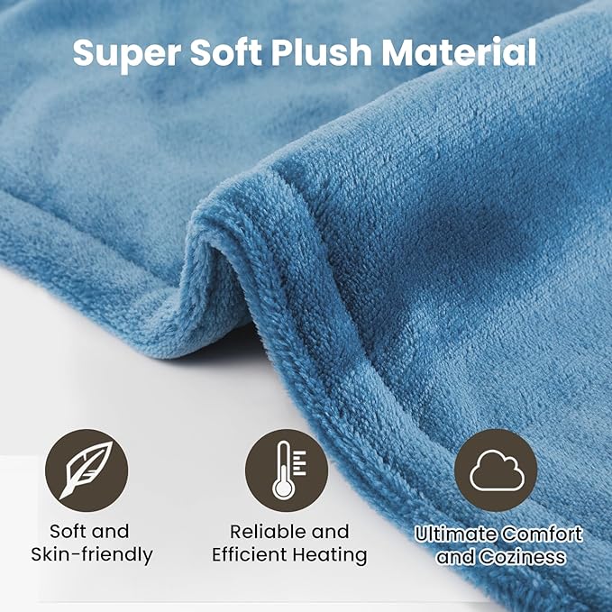 DAILYLIFE Heating Pad for Neck and Shoulders and Back, Electric Heating Pad for Back Pain Relife, 6 Heating Settings, UL Certified with Overheating Protection and Machine Washable, 26"x35", Light Blue