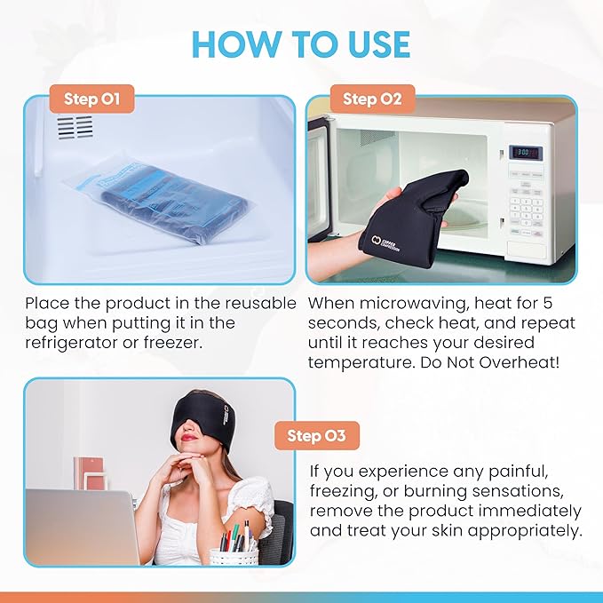 CopperFreeze™ Migraine Relief Mask Cap w/Cryo Gel by Copper Compression - Reusable 360° Ice Pack Band for Headaches - Eases Nausea, Sinus Pressure, Tension - Gift for Women, Men, Moms - One Size