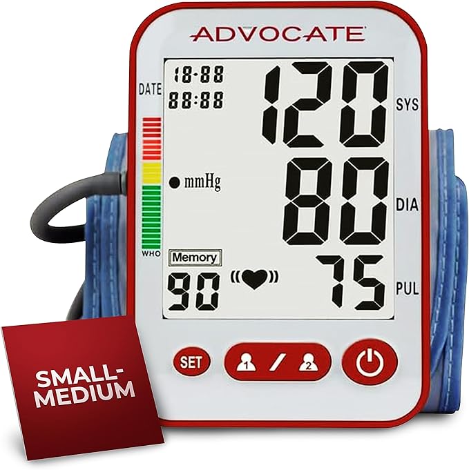 Digital High Blood Pressure Monitor for Home Use, Automatic Readings for Upper Arm Fit, Records Data for up to 2 Separate People, BP Cuff Machine Small-Medium