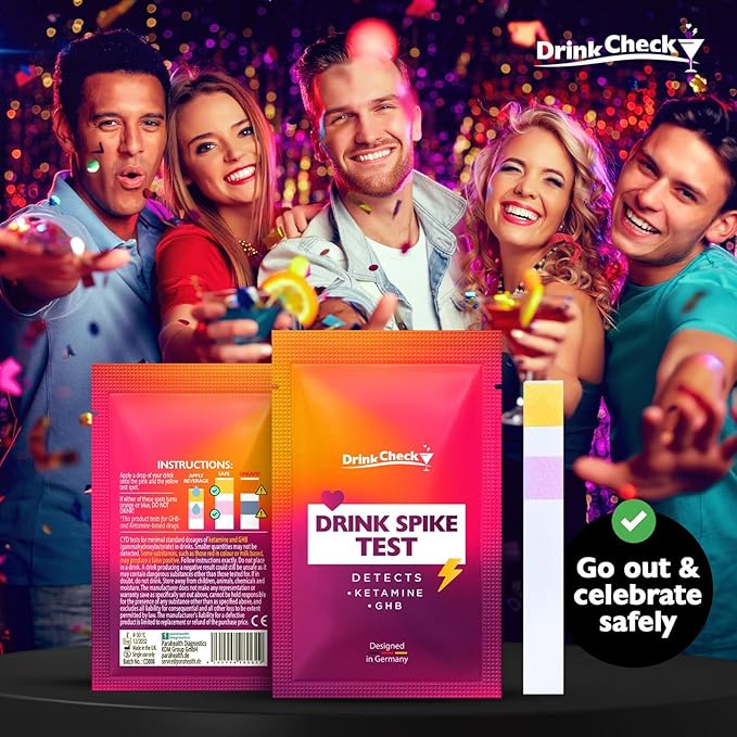 Spiked Drink Test Strips - 10 Tests - Detects GHB and Ketamine - Superior Alternative to Messy Drug Test Nail Polish & Straws - Compliant with California Law