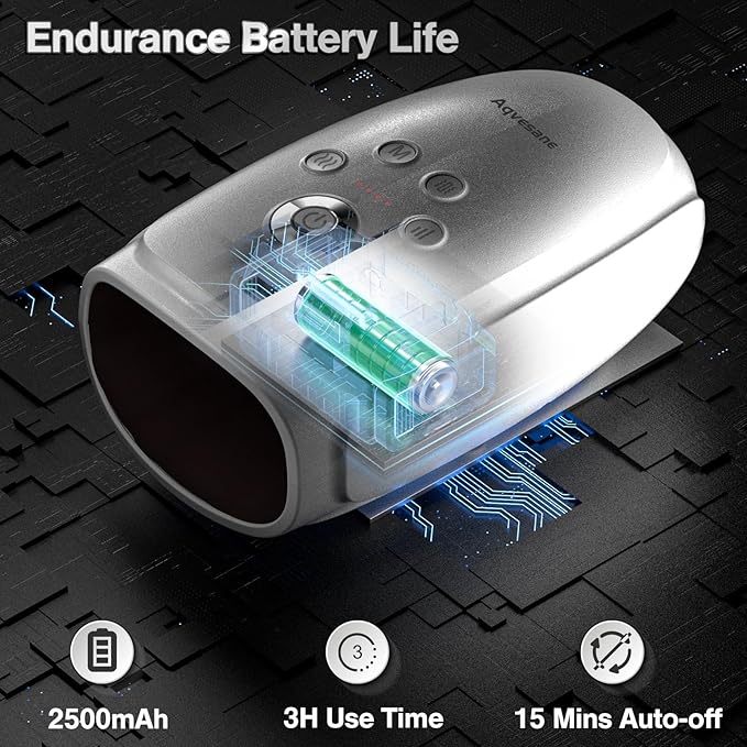 Hand Massager with Heat and Compression, Cordless Hand and Wrist Massager for Arthritis and Carpal Tunnel, Rechargeable, Gifts for Women Men, White