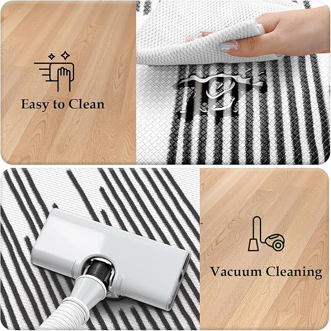 KIMODE Anti Fatigue Mats for Kitchen Floor 17"x47"+17"x29", Farmhouse Kitchen Rugs Sets of 2, Cushioned Kitchen Floor Mat Non Skid, Memory Foam Kitchen Mat for Laundry Office Sink Desk Black Lines