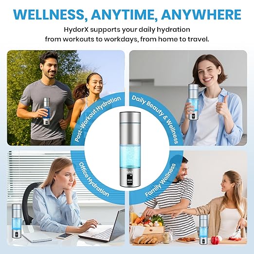 Hydrogen Water Bottle Portable Hydrogen Generator 6700ppb High Concentration Medical Grade 8.3oz USA Brand N117 SPE Platinum PEM Technology Hydrogen Bottle 100% Leaking Poof
