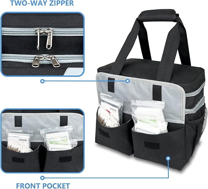 Double Layers Medicine Organizer Storage Bag with Dividers | Pill Bottle Organizer Bag | First Aid Bag | Medication Organizer Bag | Medical Bag for Medical Supplies & Equipment