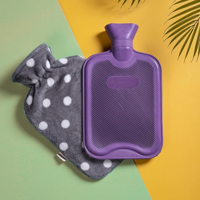HomeTop Premium Classic Rubber Hot or Cold Water Bottle with Soft Fleece Cover