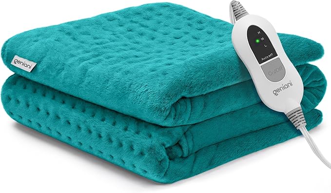GENIANI Electric Heating Pad for Back Pain & Cramps Relief, Electric Throw, Auto Shut Off, Machine Washable, Moist Heat Pad for Neck & Shoulder, 12x24 Viridian Green
