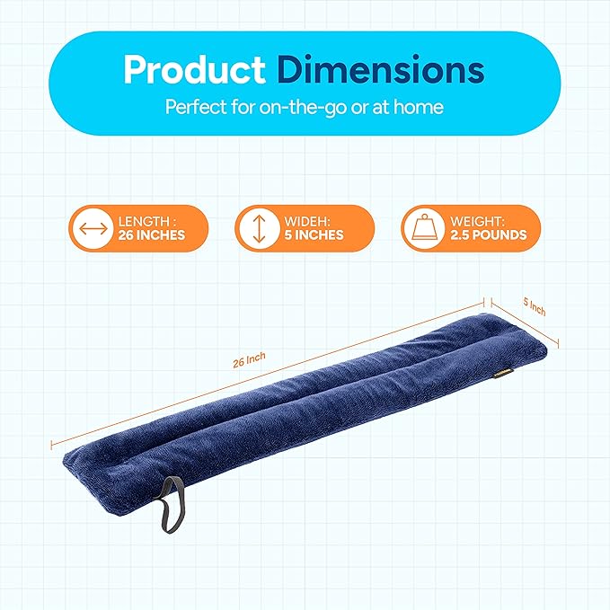 SunnyBay Microwave Heating Pad, Microwavable Heated Neck and Shoulder Wrap, Multipurpose Moist Hot/Cool 2.5lb Bean Bag Pack with Plush Cover and Elastic Fastener,26x5 Inches, Regular, Blue