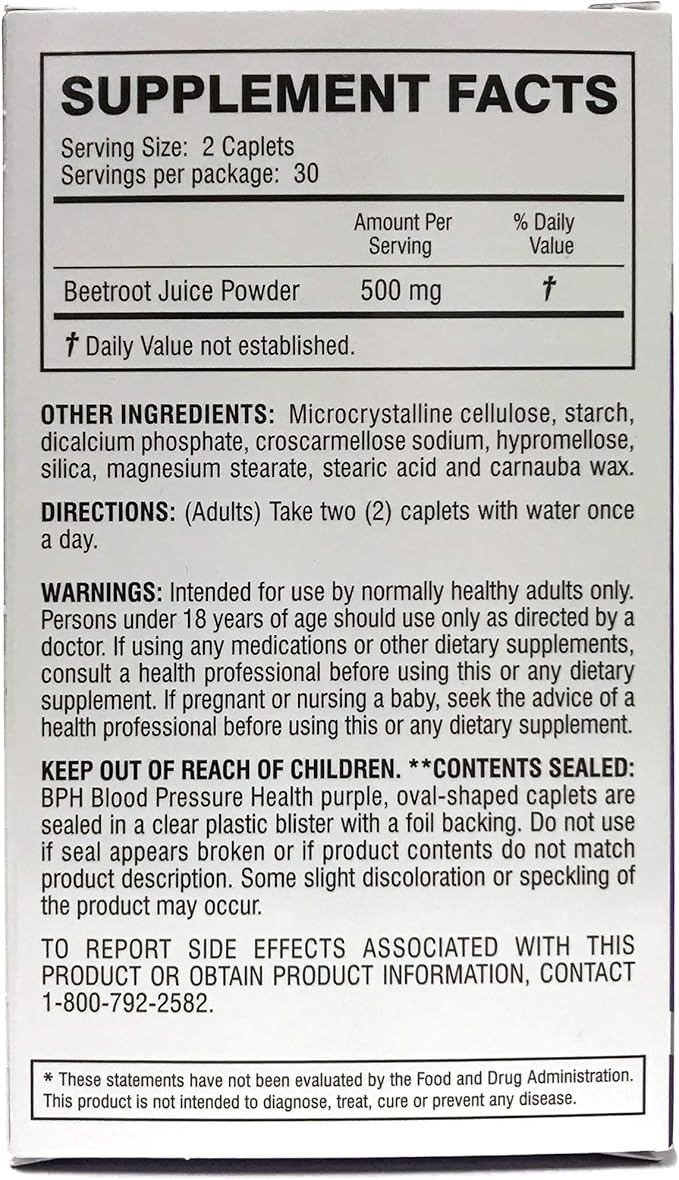 Maintenance Dietary Supplement Caplets, Purple, Beetroot, 60 Count