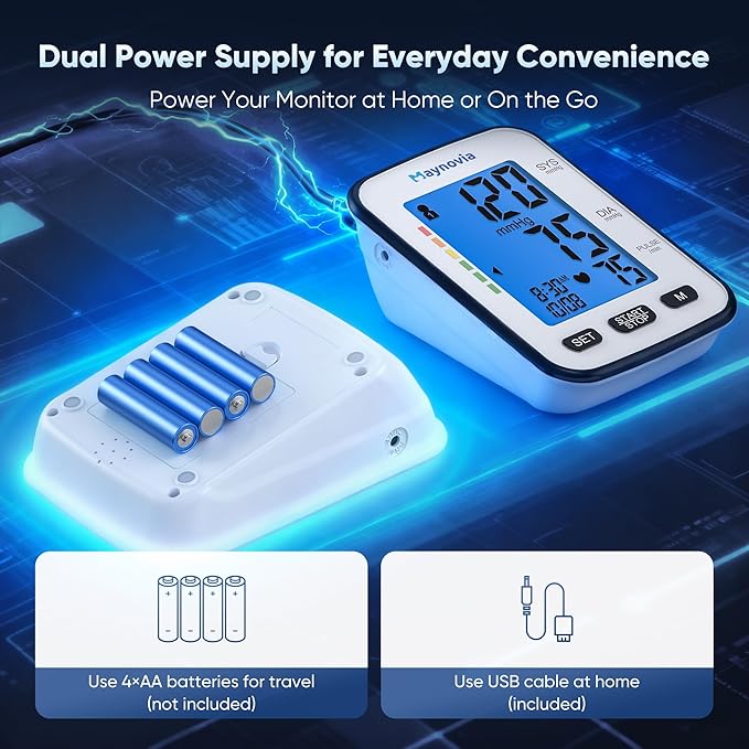 Upper Arm Blood Pressure Monitor for Home Use, Automatic Digital Blood Pressure Machine, Talking BP Monitor with English & Spanish Voice, Large Cuff 8.6”–16.5”, Backlit Display, 2-User Memory