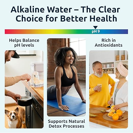 Invigorated Water - Alkaline Countertop Water Filter Dispenser, Large Capacity, Mineralized Alkaline Water, BPA-Free, 96 Gallons/Filter (White, 1 NSF Filters Included)