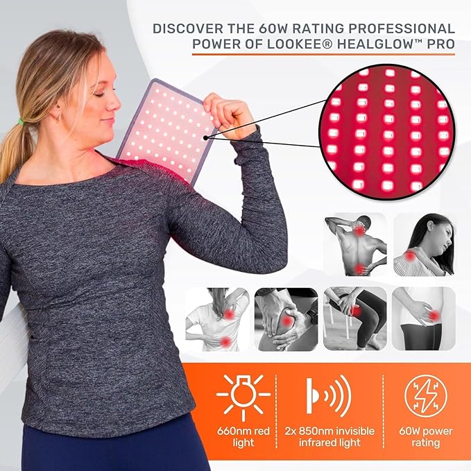 LOOKEE HealGlow Pro Medical Infrared & Red Light Therapy Belt | Programmable 10 Therapy Modes | 60W LED Infrared Light for Pain Relief | Upgraded Controller