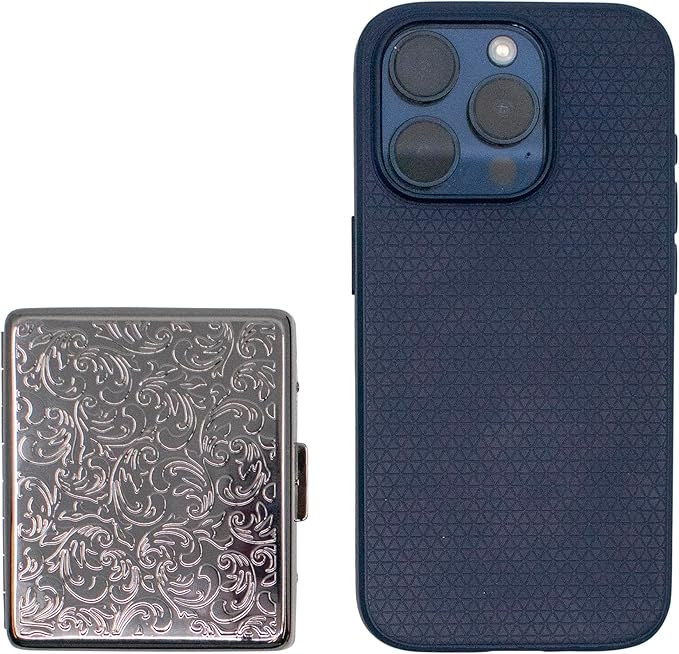 Set of 2 Metal-Plated Weekly (7-Day) Pill Box Case & Portable Medicine Organizer (Gunmetal Victorian)