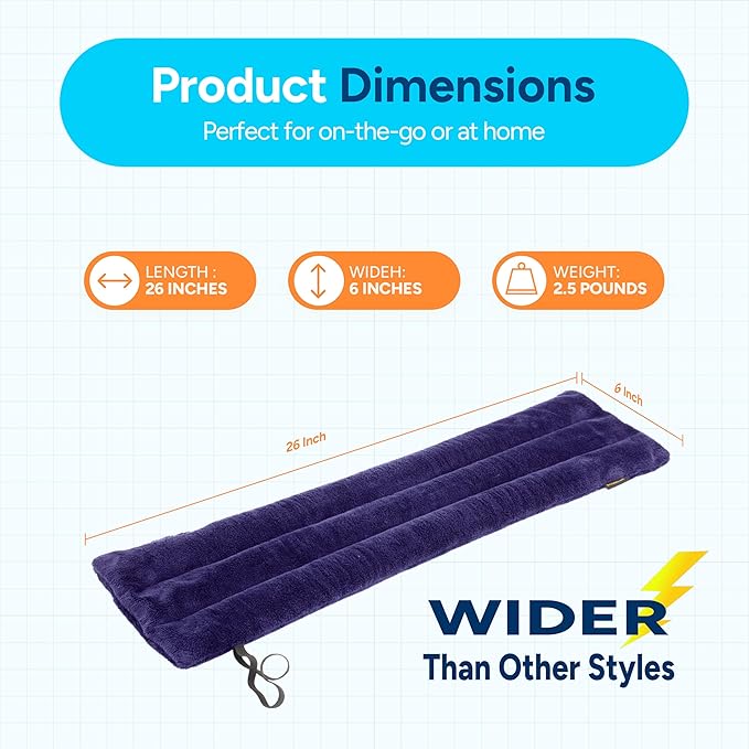 SunnyBay Microwave Heating Pad, Microwavable Heated Neck and Shoulder Wrap, Multipurpose Moist Hot/Cool 2.5lb Bean Bag Pack with Plush Cover and Elastic Fastener, 26x6 Inches, Wider Purple