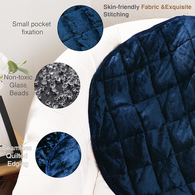 Alomidds Weighted Blanket 7lbs for Adults, Cozy Breathable Weighted Lap Blanket, Small Weighted Blanket Travel, Weighted Lap Pad for Relaxing, Sleeping, Navy, 29" x 24"
