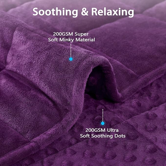 L'AGRATY Weighted Blanket for Adult - 60"x80" 17lbs Minky Dots Heavy Blanket with Glass Beads Soft Breathable for All-Season Summer Fall Winter Thick Comfort for Sleeping