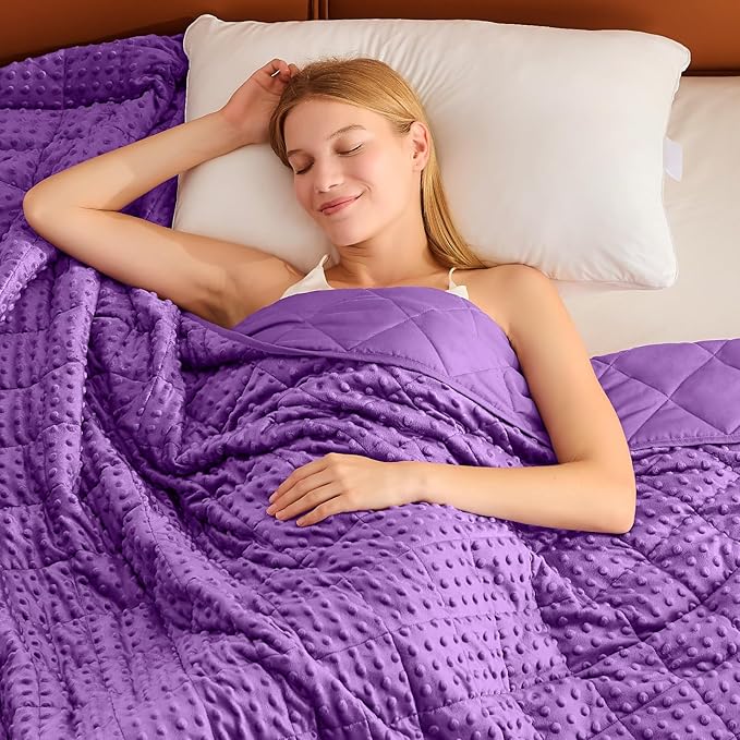 Purple Weighted Blanket for Adults 20lbs, 48"x72", Twin Full Size Cooling Minky Heavy Throw Blanket for 130-220lbs, Soft Winter Thick Big Blankets Weighted Comforter Gift for Sleeping