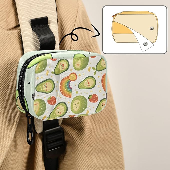 Avocados Rainbows White Cute Pill Organizer Weekly Travel Pill Box 7 Day Large Capacity Pill Dispenser Case with 8 Pill Container Daily Pill Box Organizer Vitamin Holder Pill Bot