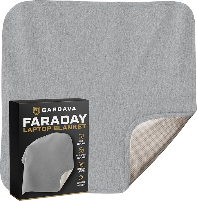 Faraday Blanket for Lap - New for 2026 - Electromagnetic Sheilding While Using Your Laptop, Cell Phone or Other Electronics, 3rd Party Tested (18"x18"), Gray